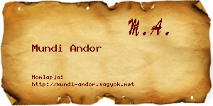 Mundi Andor névjegykártya